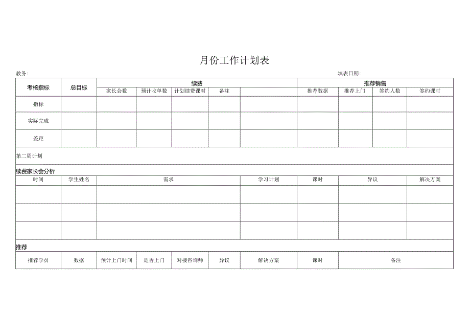 月份工作计划表.docx_第1页