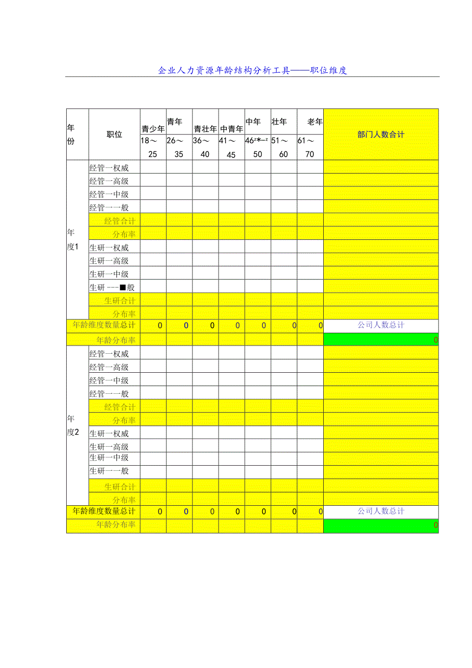 企业人力资源年龄结构分析工具——职位维度.docx_第1页