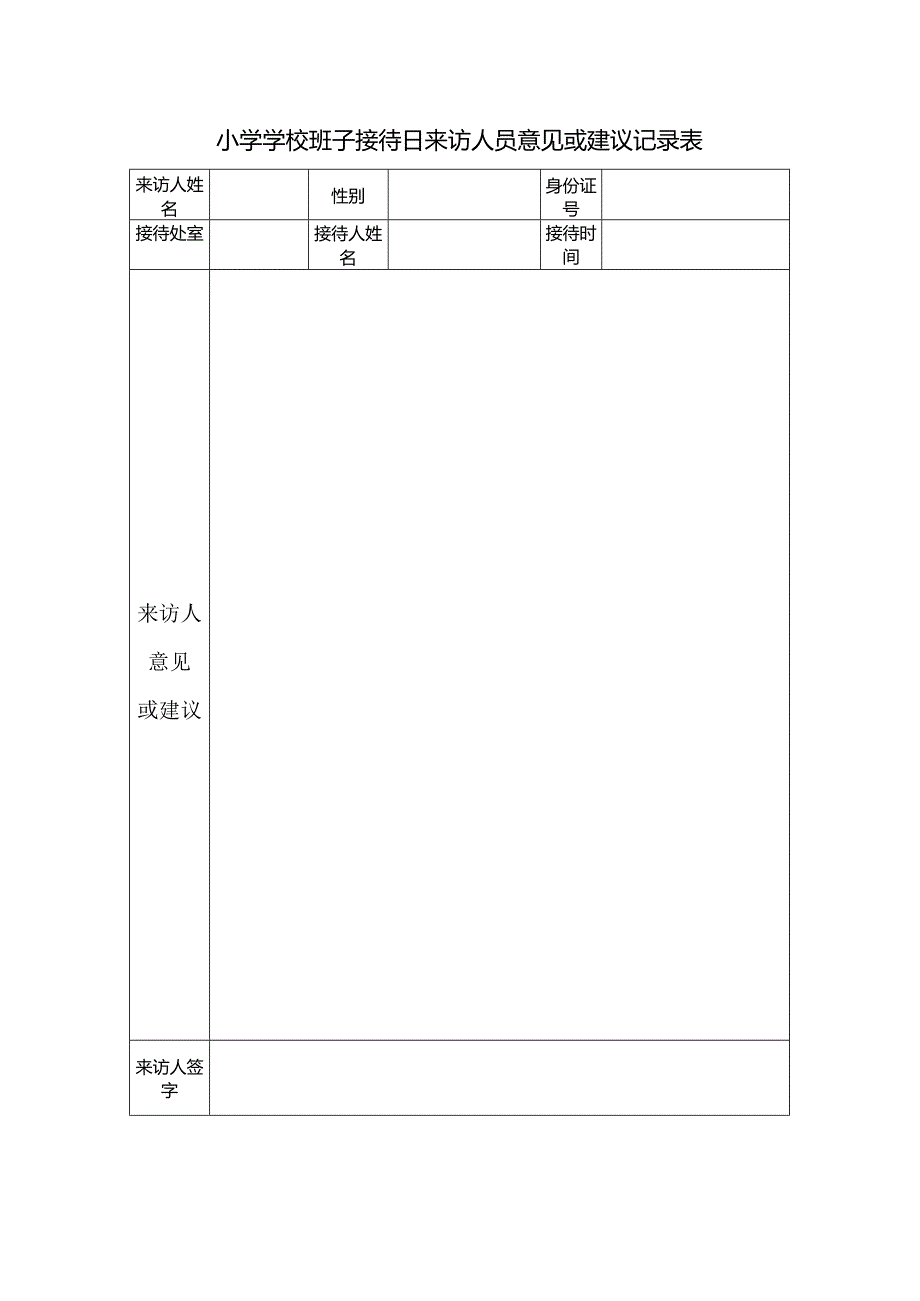 小学学校班子接待日来访人员意见或建议记录表.docx_第1页