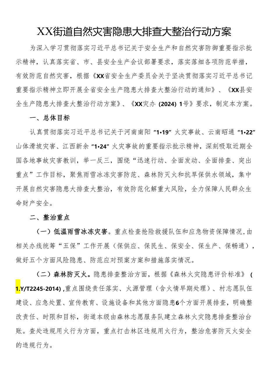 街道自然灾害隐患大排查大整治行动方案.docx_第1页