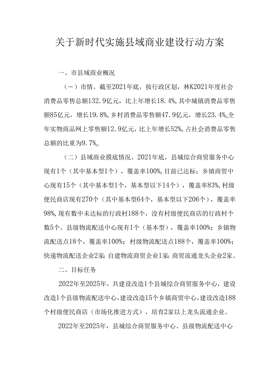 关于新时代实施县域商业建设行动方案.docx_第1页