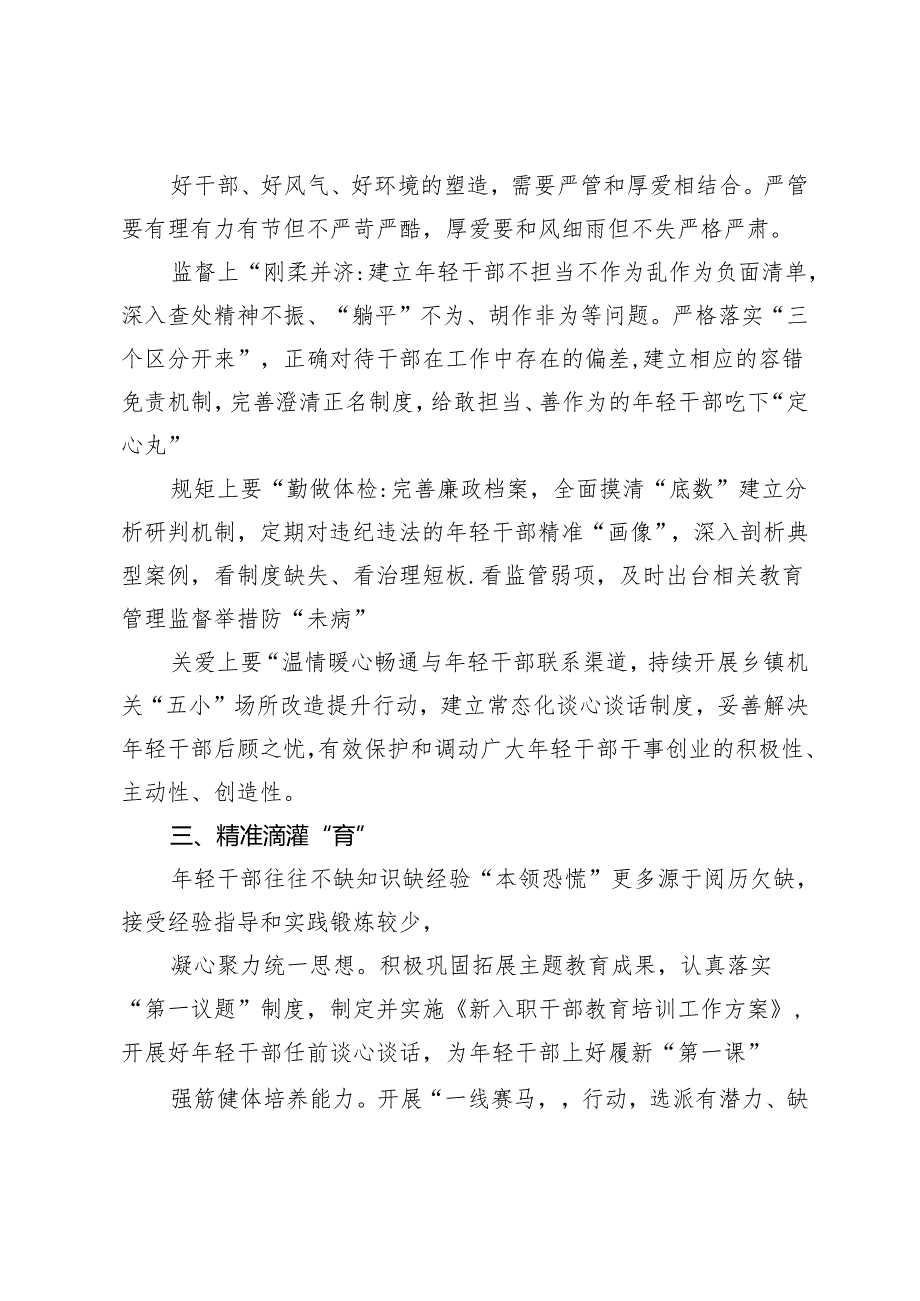 2024年县委组织部部长经验交流发言：让优秀年轻干部不断涌现.docx_第2页