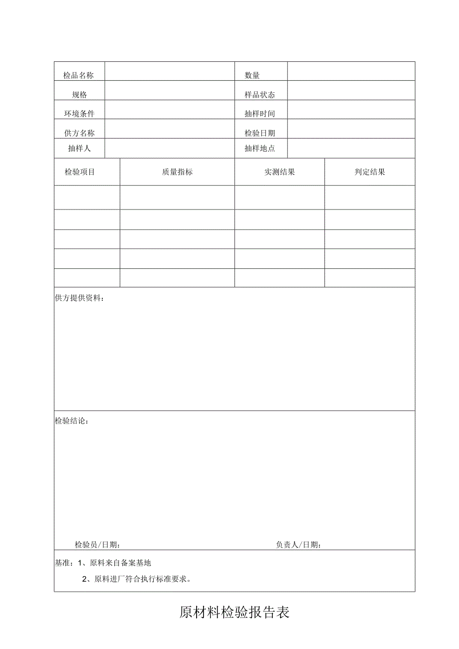 原材料检验报告表.docx_第1页