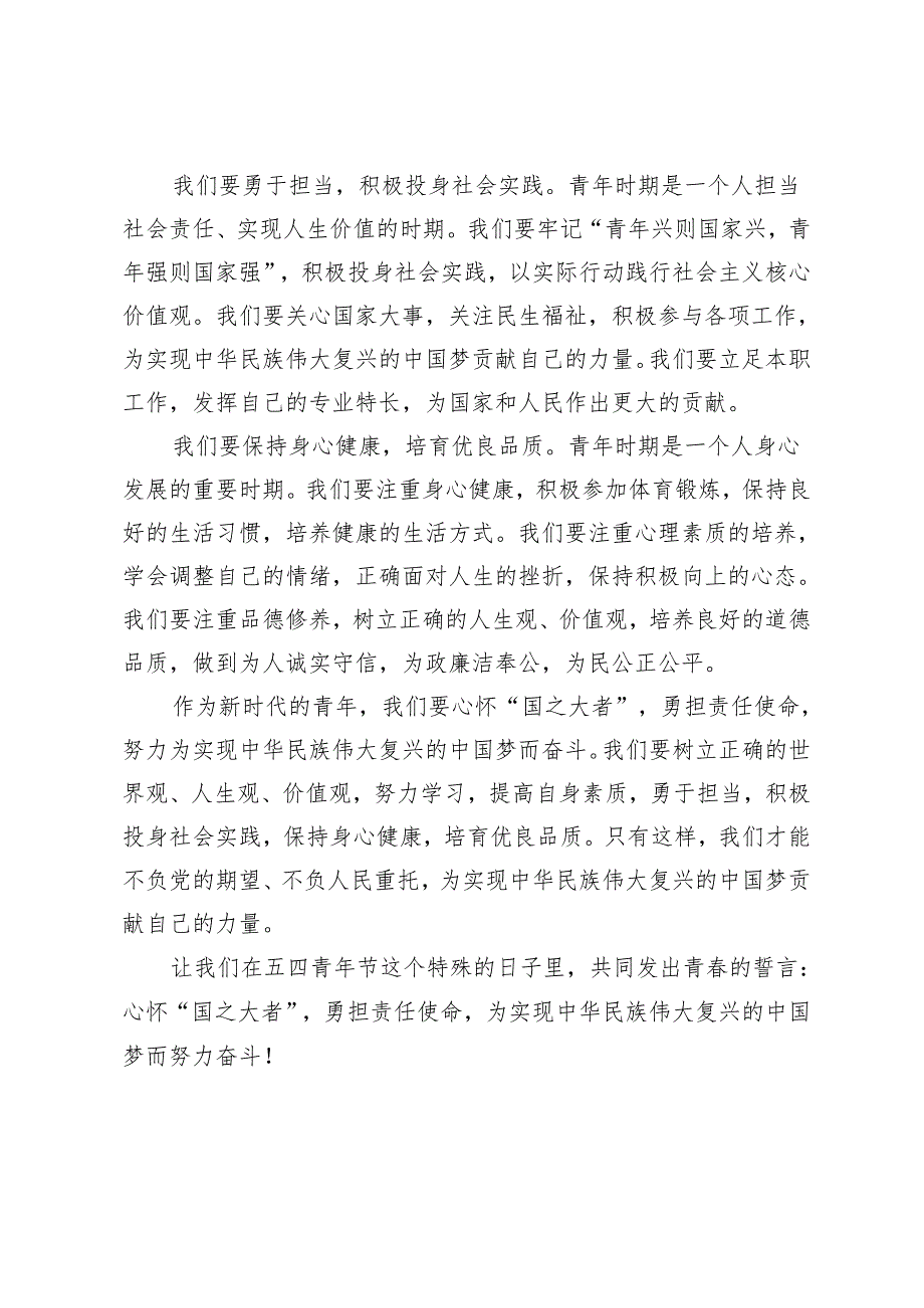 4篇 2024年五四青年节座谈会交流发言：心怀“国之大者” 勇担责任使命.docx_第2页