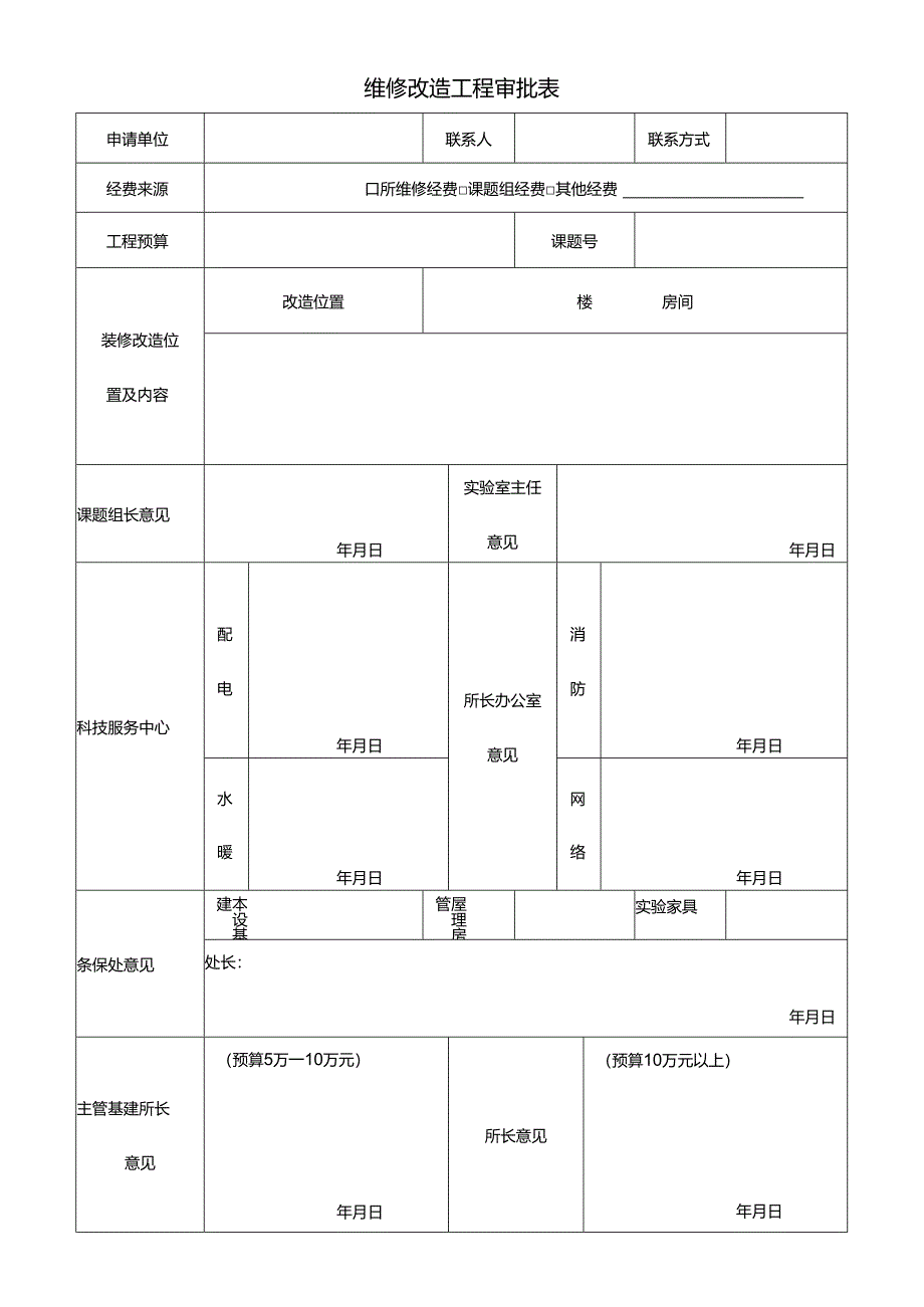 维修改造工程审批表.docx_第1页