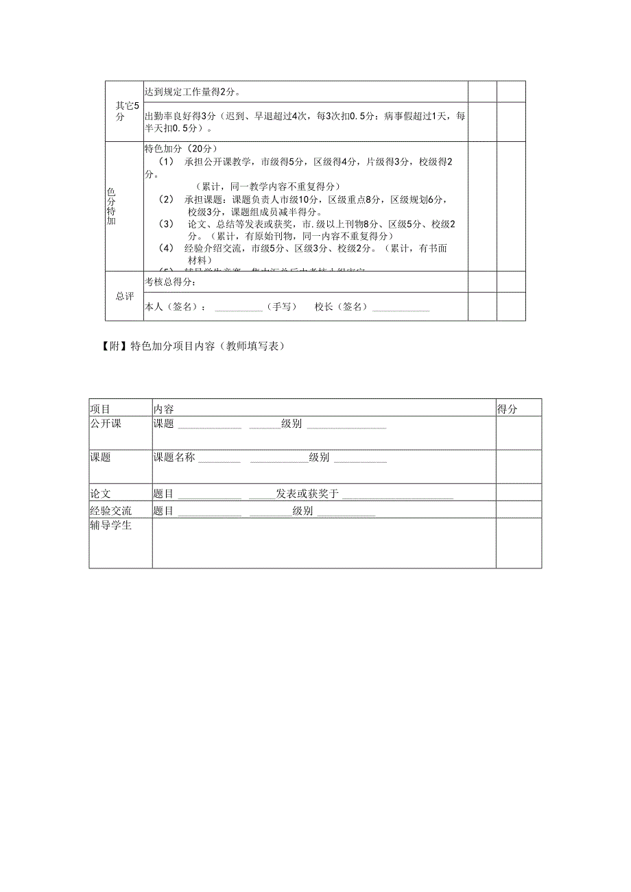 教师基本职责评价考核表（2020学年第一学期）.docx_第2页