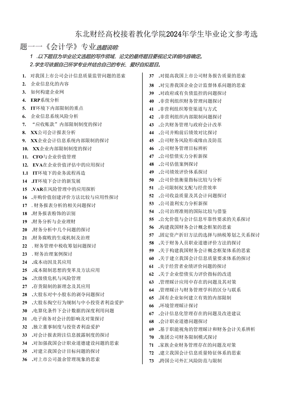 东北财经大学成人教育学院2024届.docx_第1页