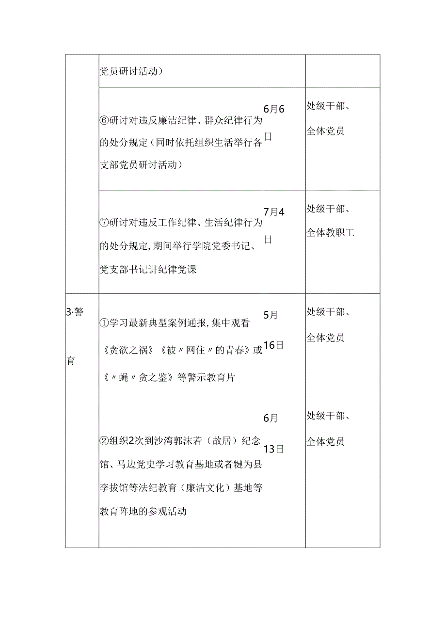 2024年党纪学习教育实施方案计划表（三篇）.docx_第3页