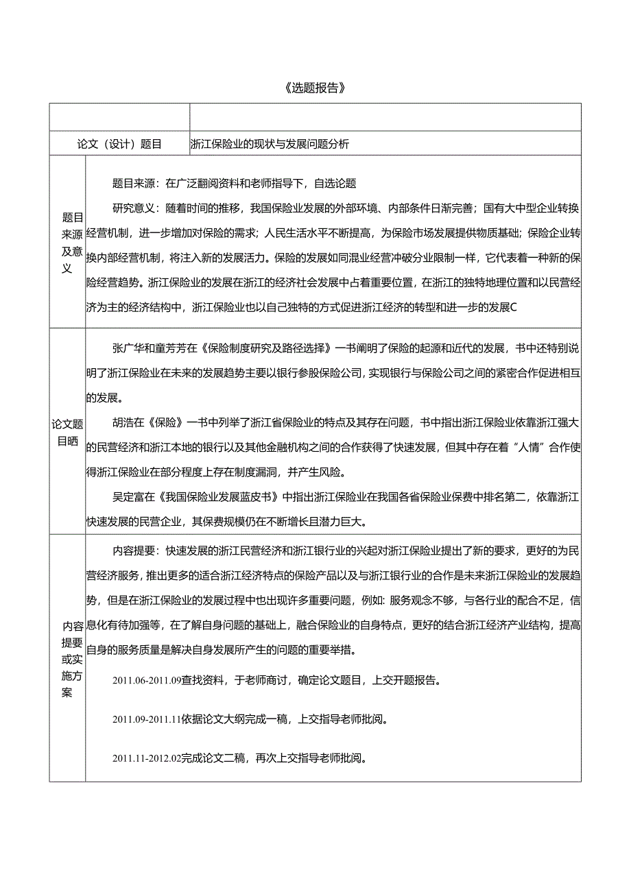 浙江保险业的现状与发展问题分析研究 工商管理专业.docx_第1页