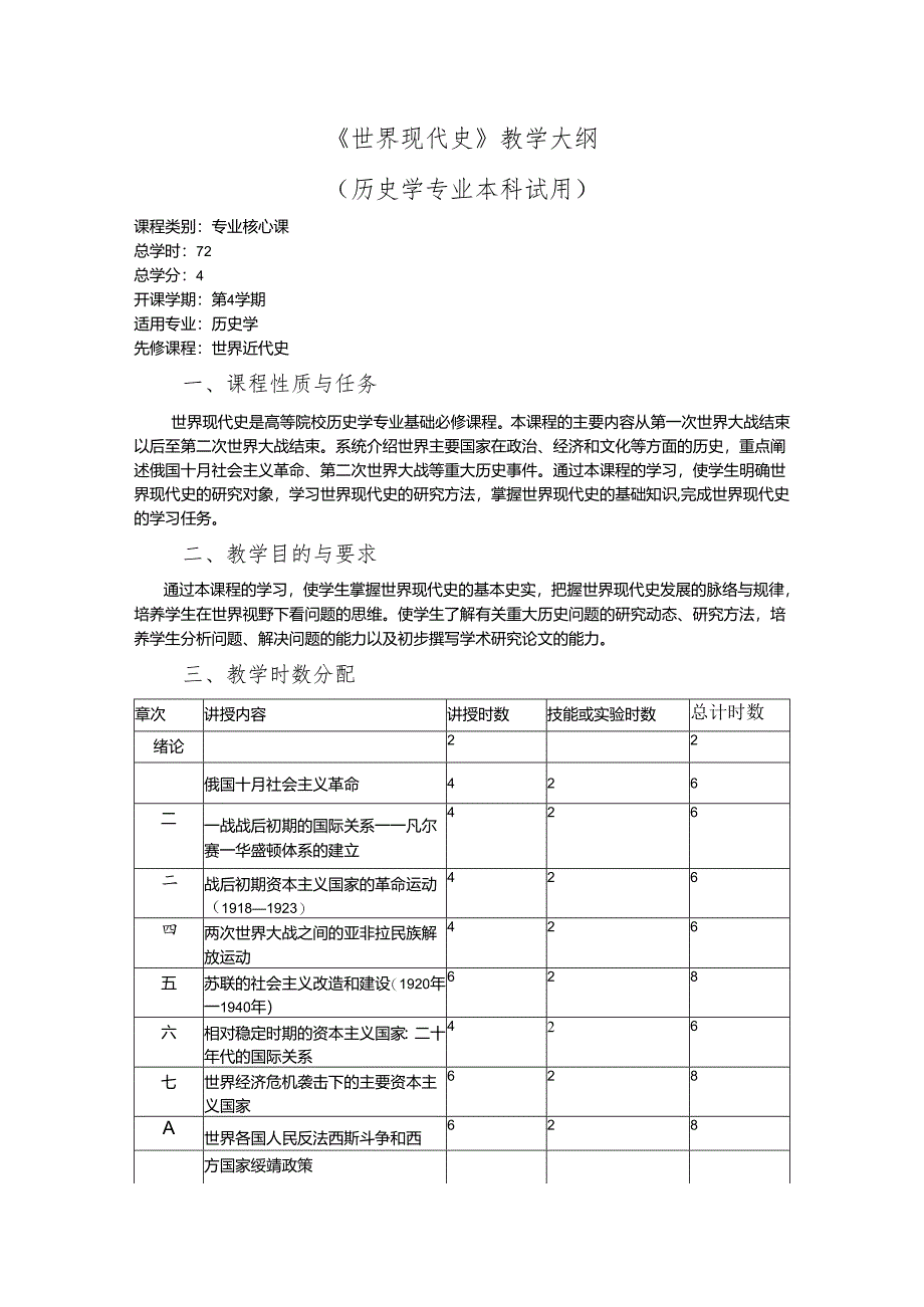 《世界现代史》教学大纲.docx_第1页