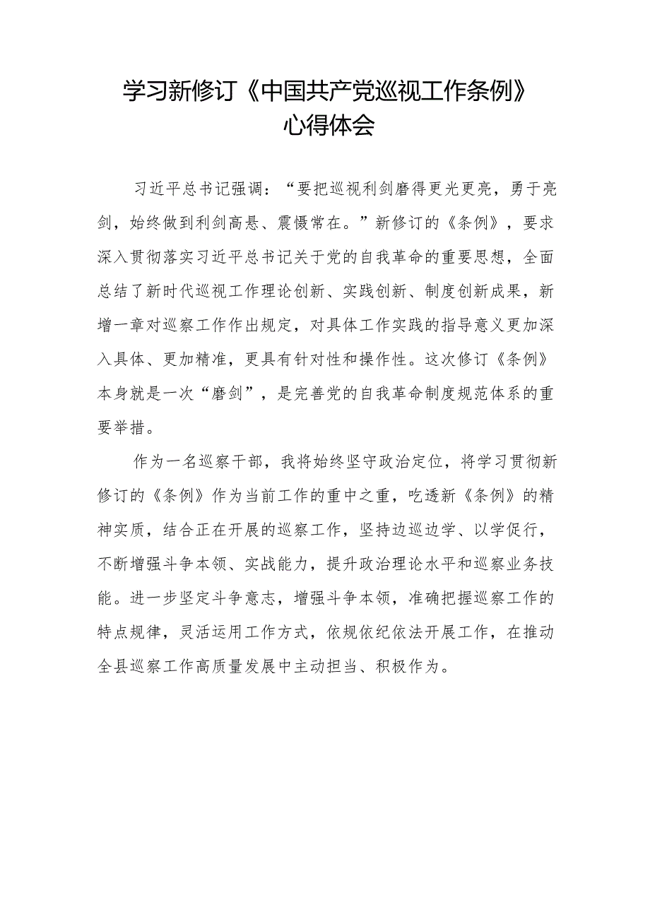 领导干部学习2024版新修订《中国共产党巡视工作条例》心得体会四篇.docx_第3页