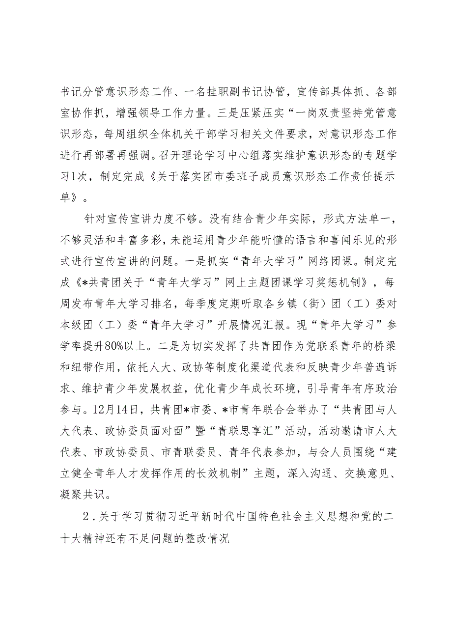 2篇 共青团某市委关于巡察整改进展情况的报告.docx_第3页