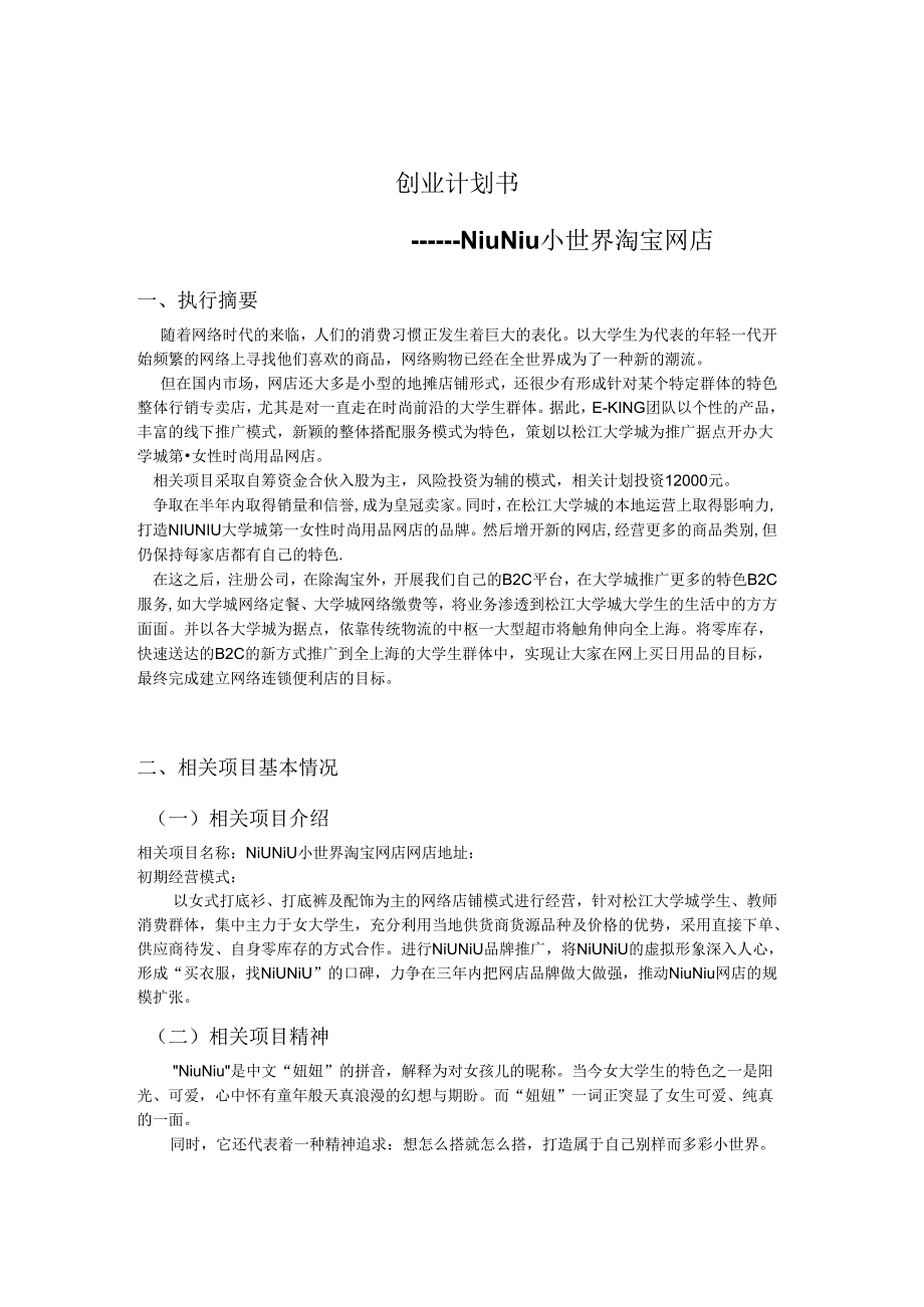 X淘宝网店创业计划书.docx_第2页