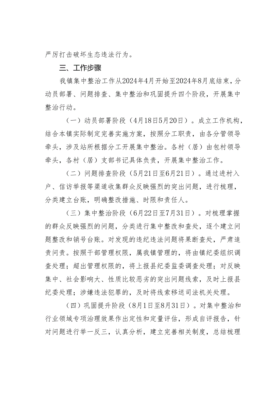 某某镇关于集中整治群众身边腐败和不正之风突出问题的工作方案.docx_第3页