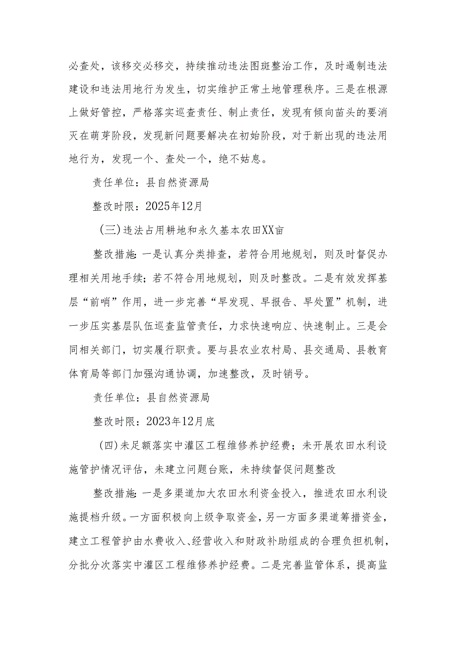 XX县2022年度党委政府落实耕地保护和粮食安全责任制考核反馈问题整改方案.docx_第2页