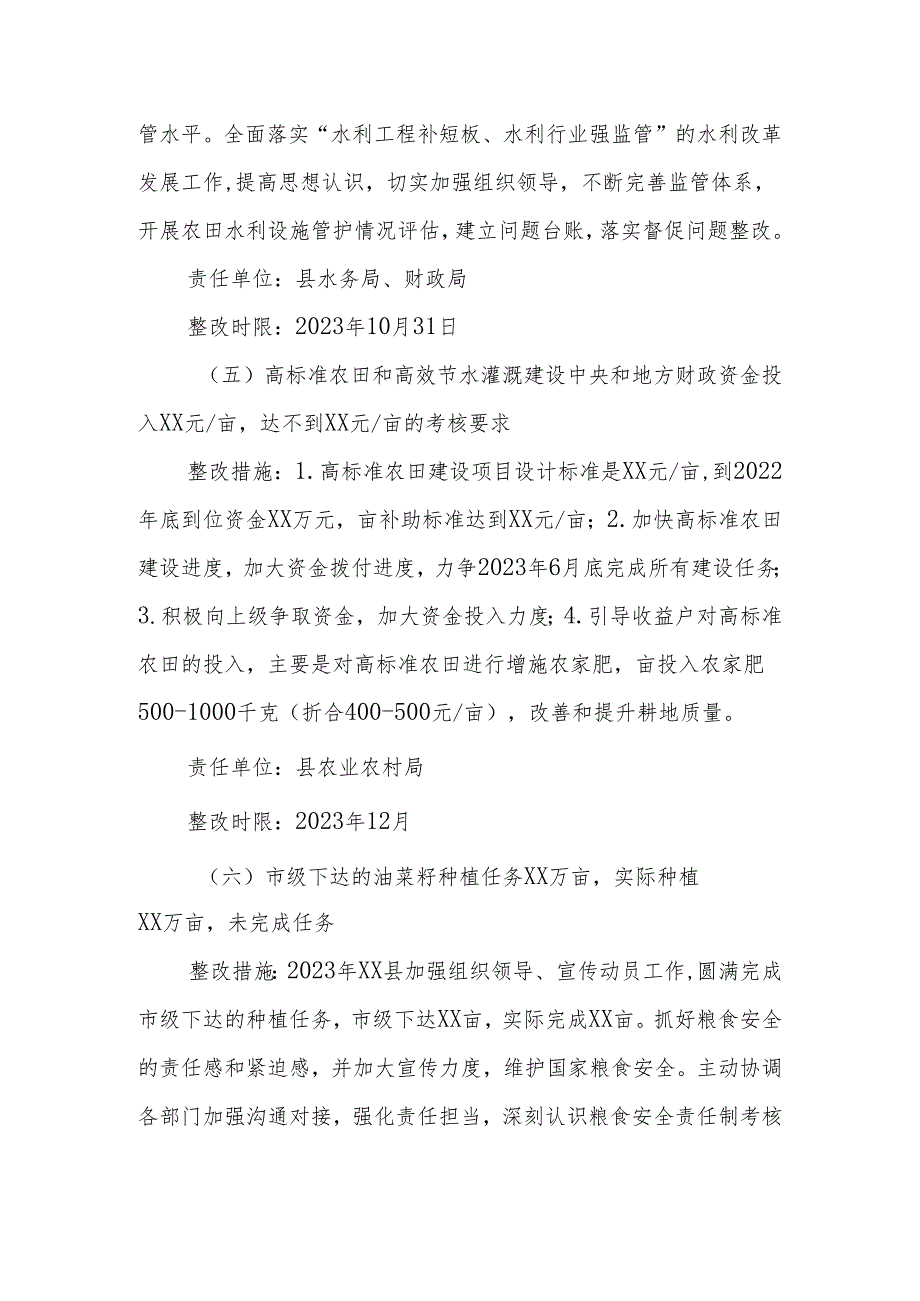 XX县2022年度党委政府落实耕地保护和粮食安全责任制考核反馈问题整改方案.docx_第3页