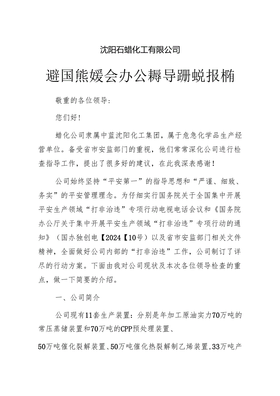 迎接国家安监总局“打非治违”汇报材料(2024.7.18).docx_第1页