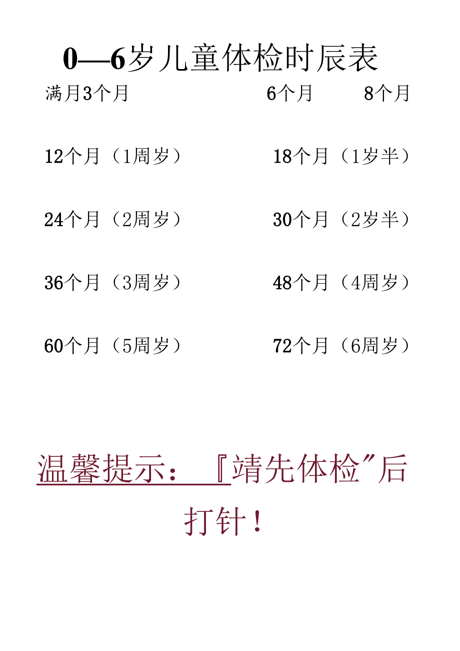 0-6岁儿童体检时间表.docx_第1页