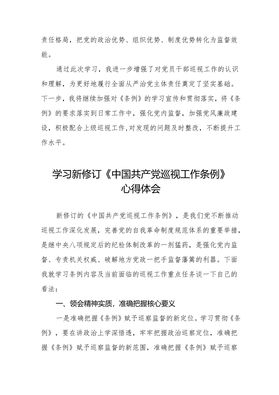 2024版新修订《中国共产党巡视工作条例》学习心得体会十四篇.docx_第2页