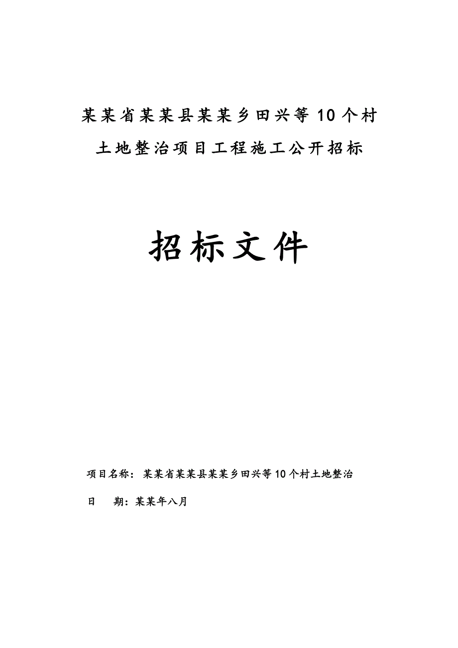 大吾土地整治项目工程施工公开招标 招标文件.doc_第1页