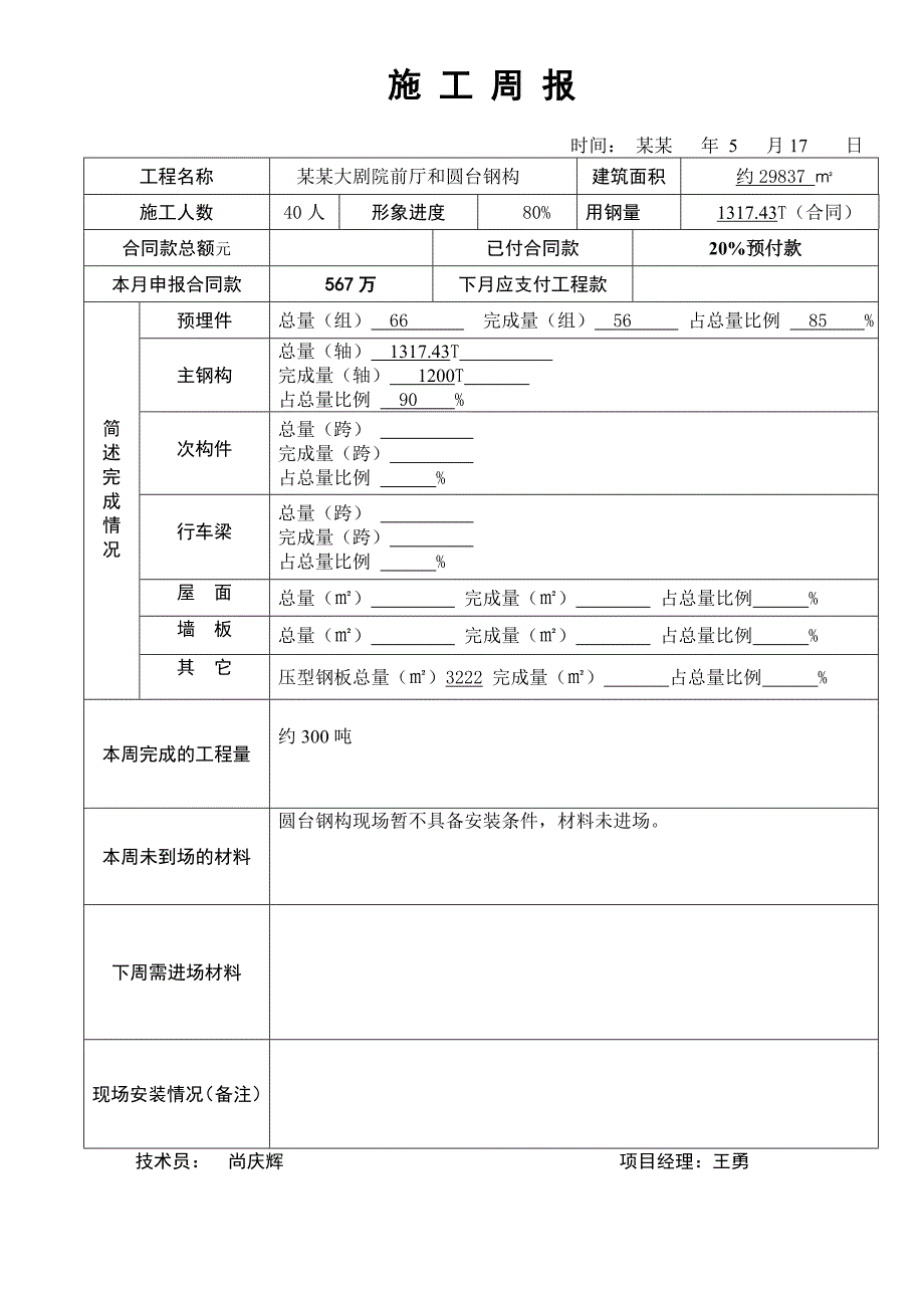 大剧院前厅和圆台钢构施工周报.doc_第1页