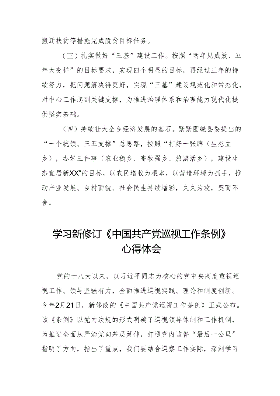 镇长书记学习2024新修订《中国共产党巡视工作条例》心得体会两篇.docx_第3页