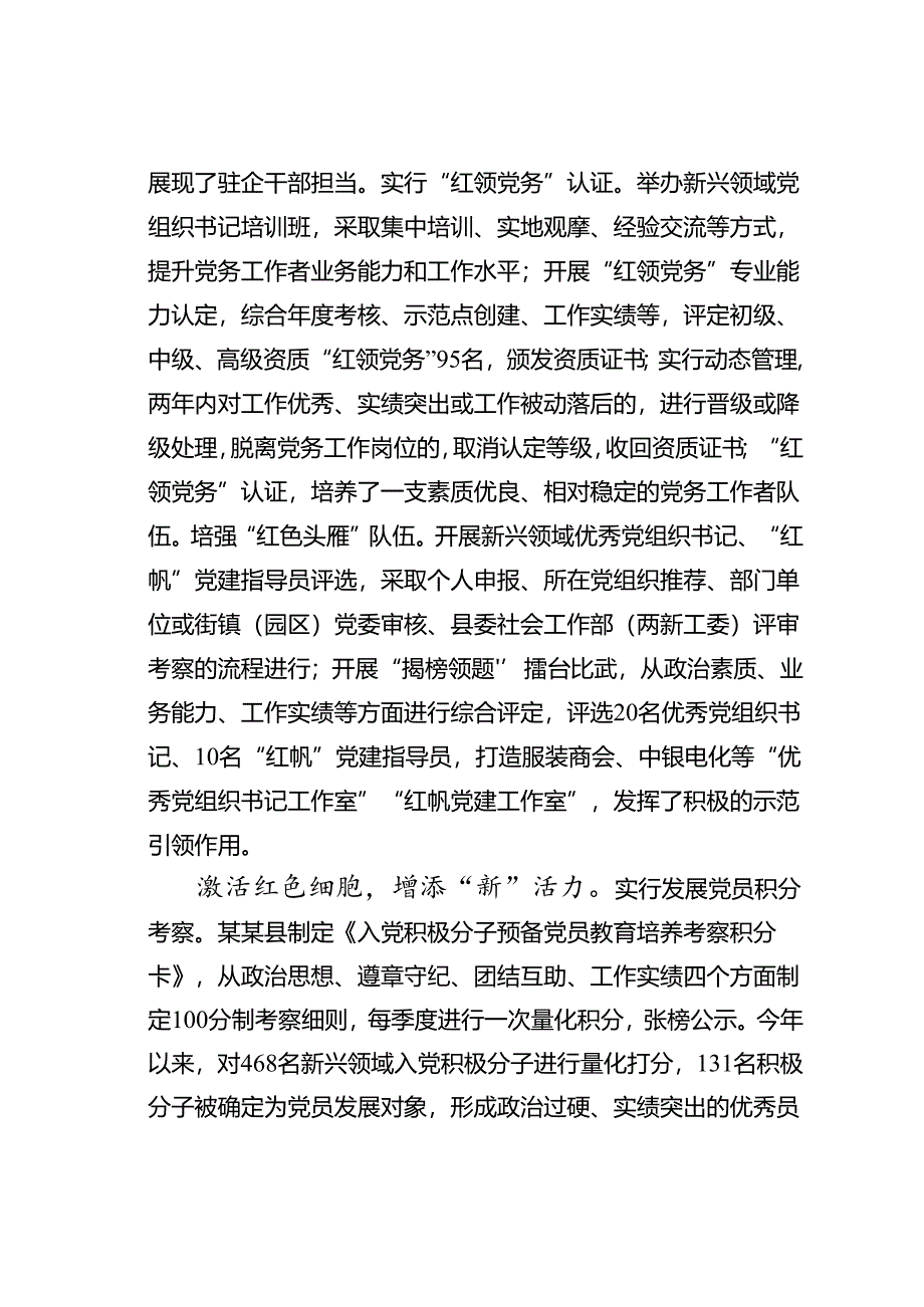 某某县在2024年上半年全市新兴领域党建工作专题推进会上的交流发言.docx_第3页