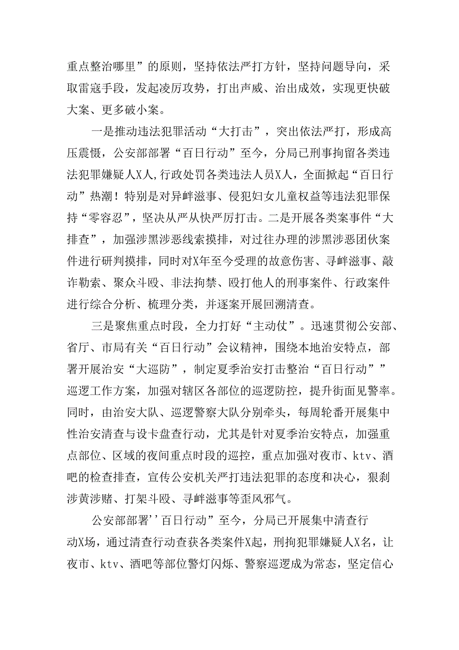 (八篇)夏季治安打击整治“百日行动”情况报告精选资料.docx_第3页