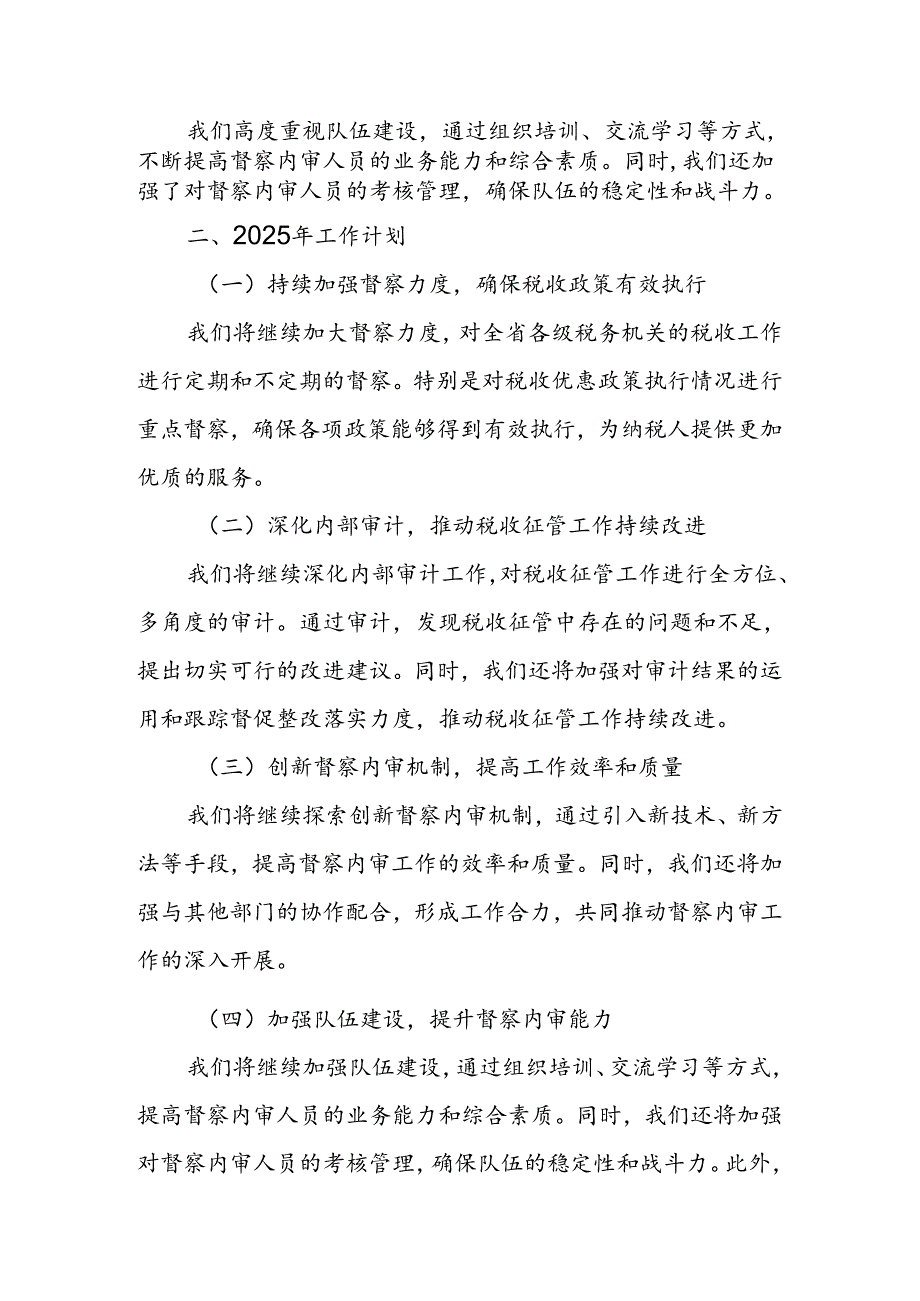 某省税务局督察内审处2024年度工作总结及2025年工作.docx_第2页