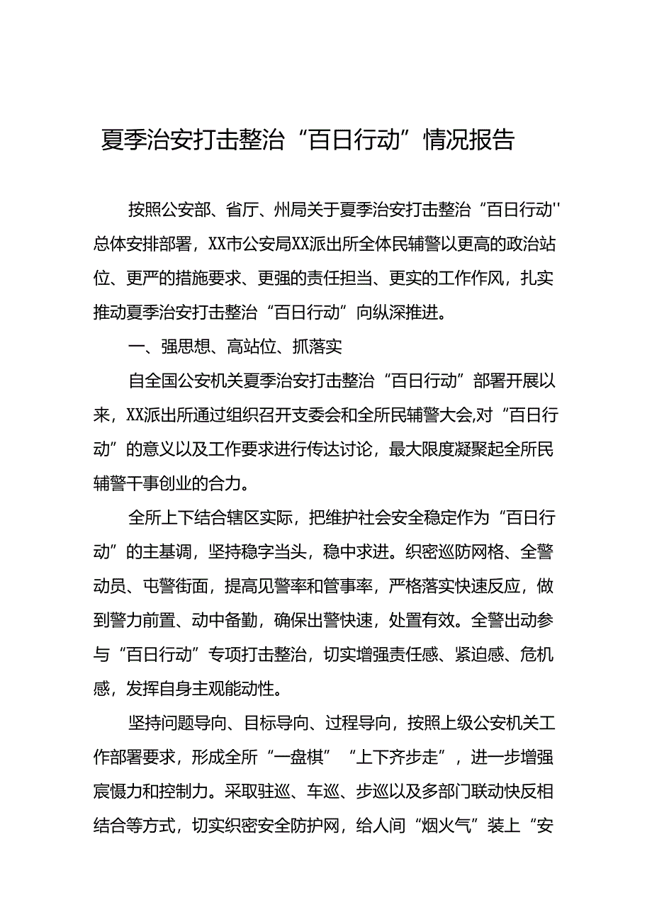 2024年公安夏季治安打击整治行动阶段性情况报告20篇.docx_第1页