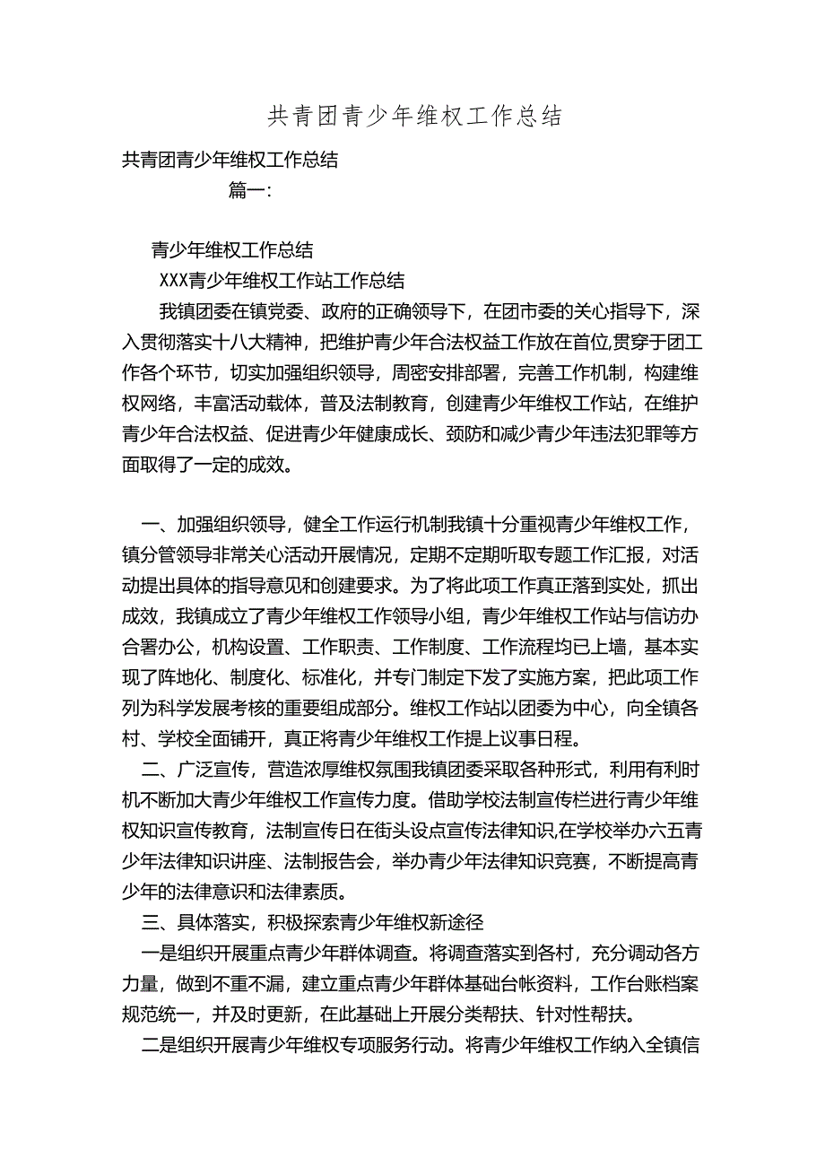 共青团青少年维权工作总结.docx_第1页