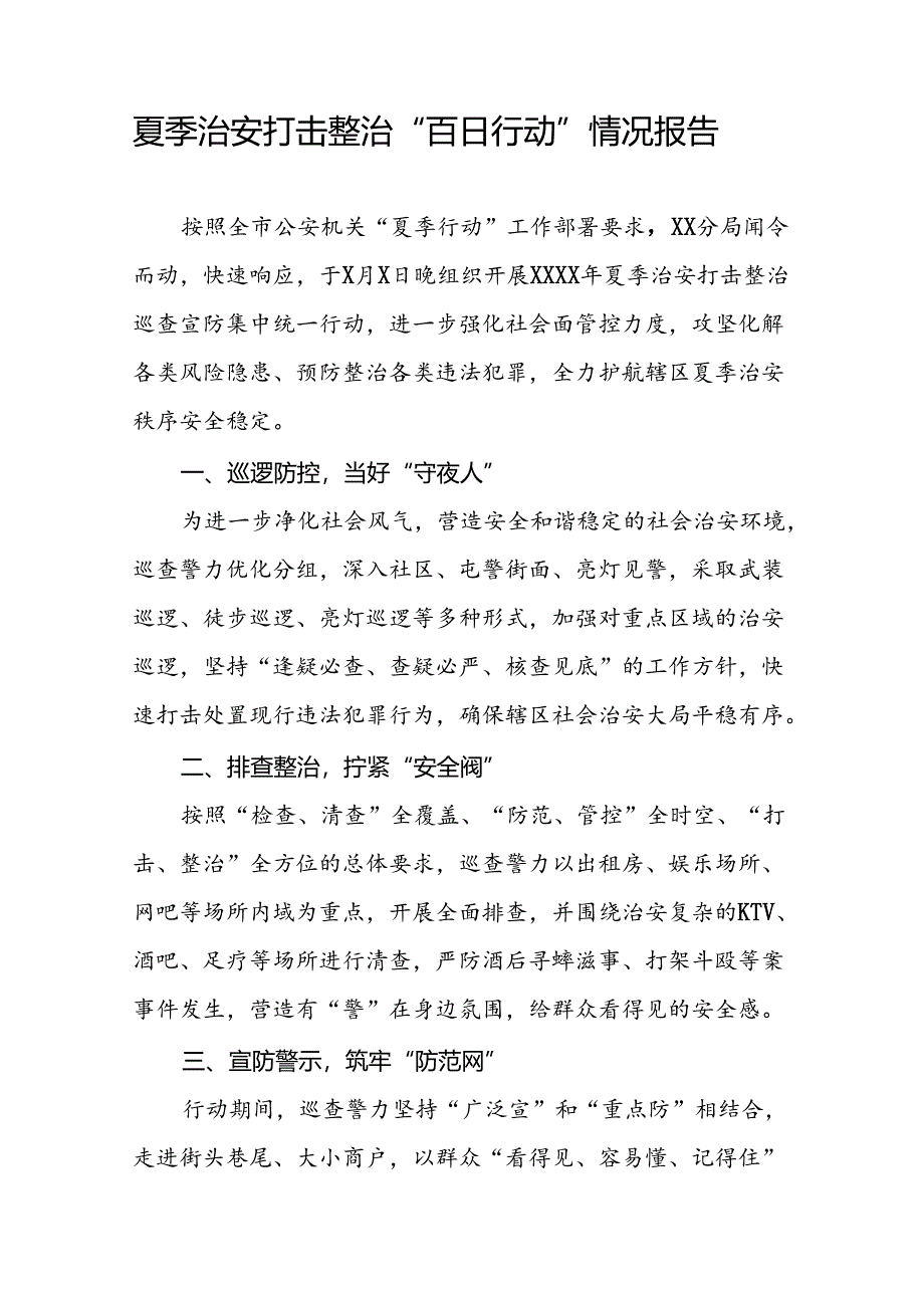 二十三篇2024年夏季治安打击整治行动情况汇报.docx_第3页