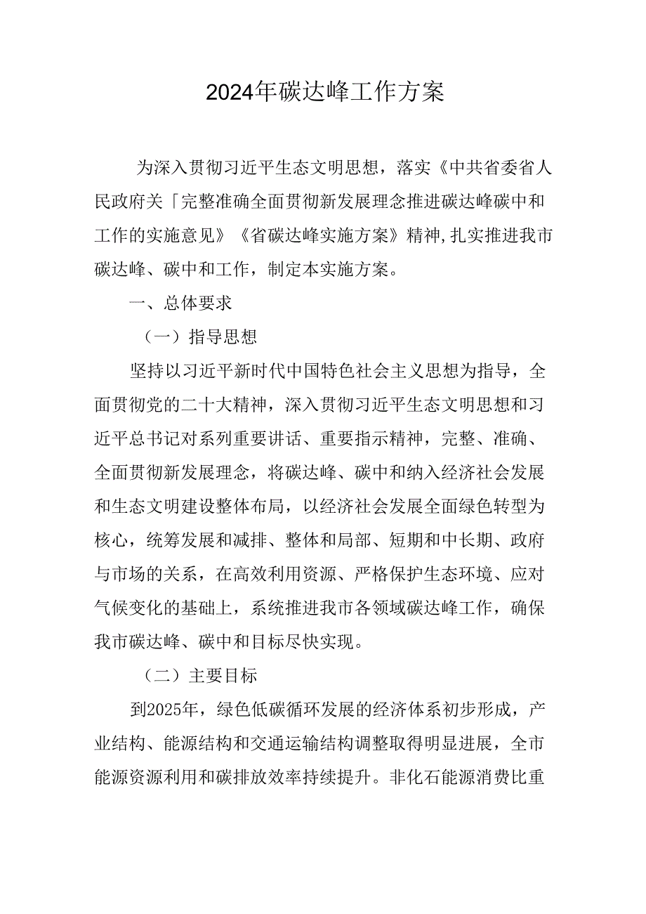 2024年碳达峰工作方案.docx_第1页