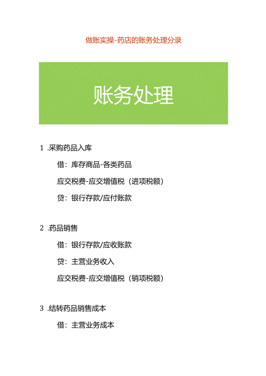 做账实操-药店的账务处理分录.docx_第1页