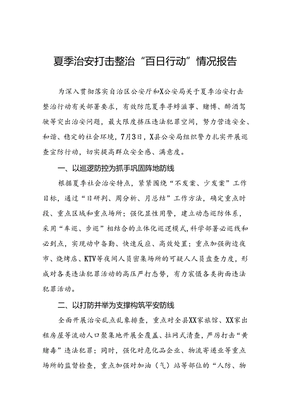 2024公安“夏季治安打击整治行动”情况报告15篇.docx_第1页