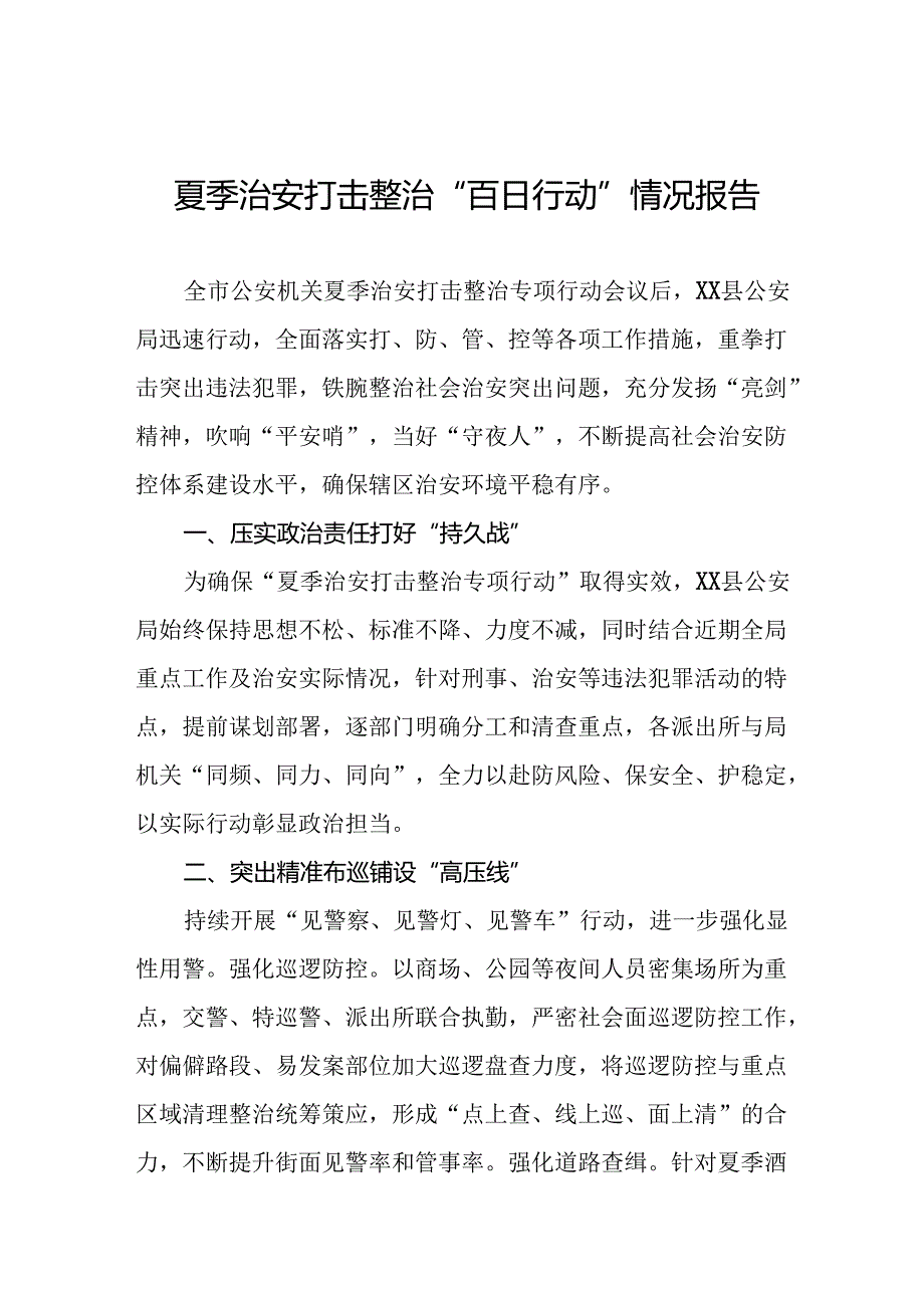 九篇2024年夏季治安打击整治专项行动工作总结.docx_第1页