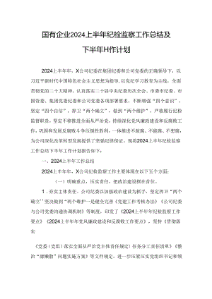 国有企业2024上半年纪检监察工作总结及下半年工作计划.docx