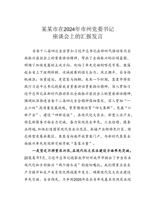 某某市在2024年市州党委书记座谈会上的汇报发言.docx