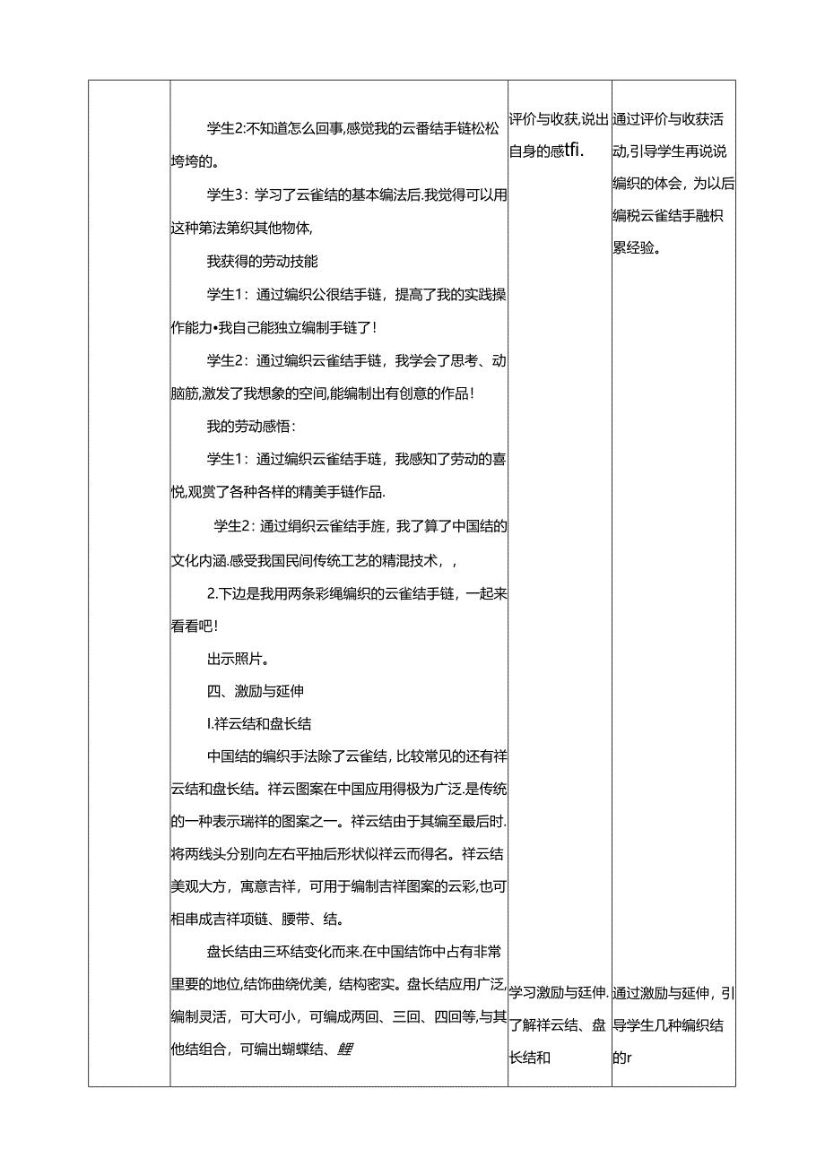 川民版劳动教育四上 第12课《编织云雀结手链》教案.docx_第3页