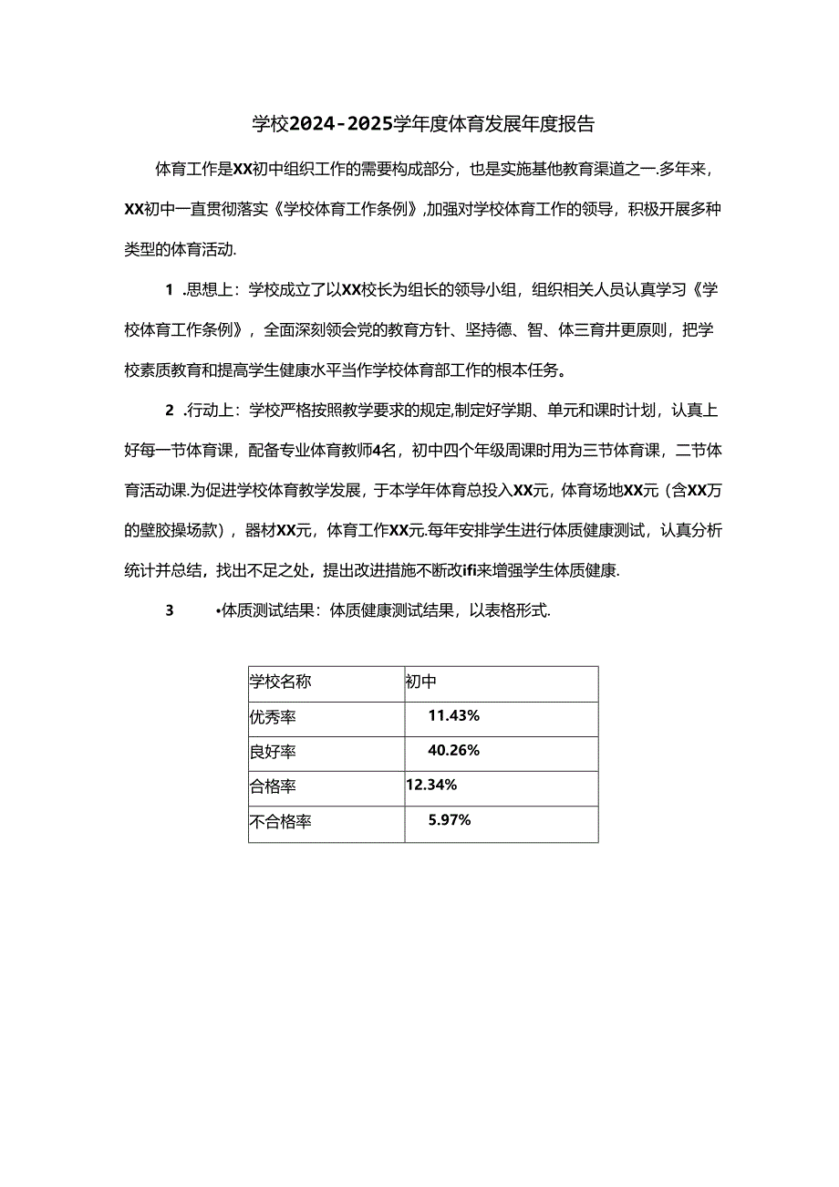 学校2024-2025学年度体育发展年度报告(简洁版).docx_第1页