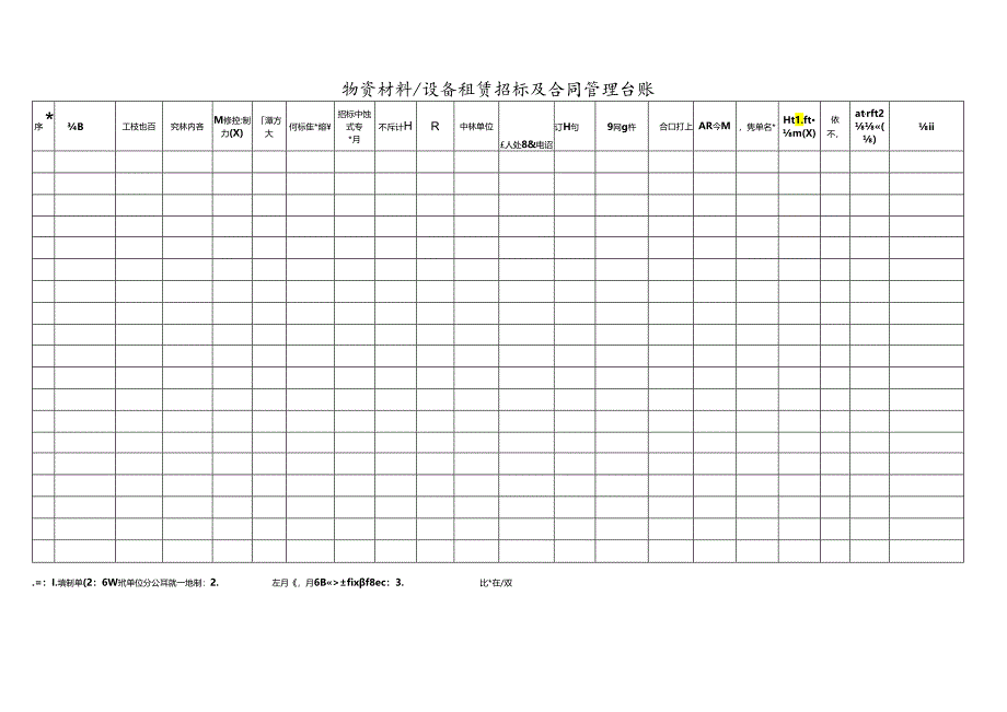 物资材料设备租赁招标及合同管理台账.docx_第1页