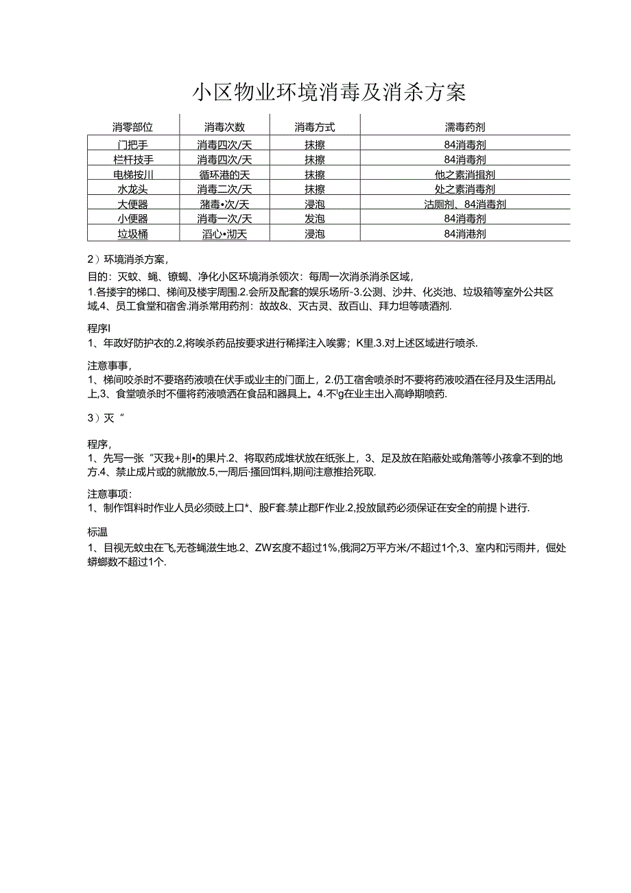 小区物业环境消毒及消杀方案.docx_第1页