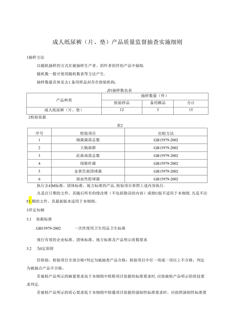 成人纸尿裤产品质量监督抽查实施细则.docx_第1页