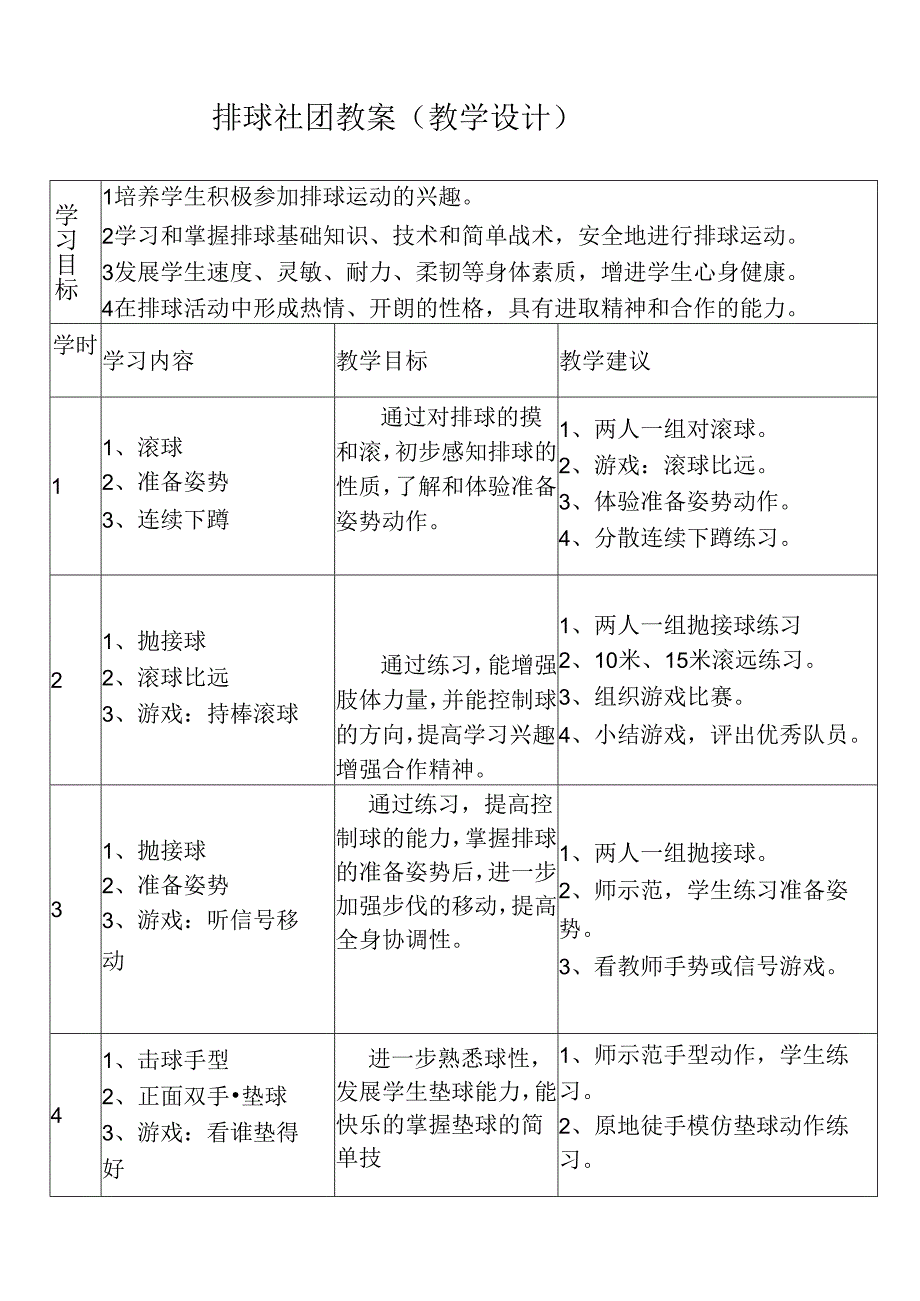 排球社团教案（教学设计）（29页）.docx_第1页