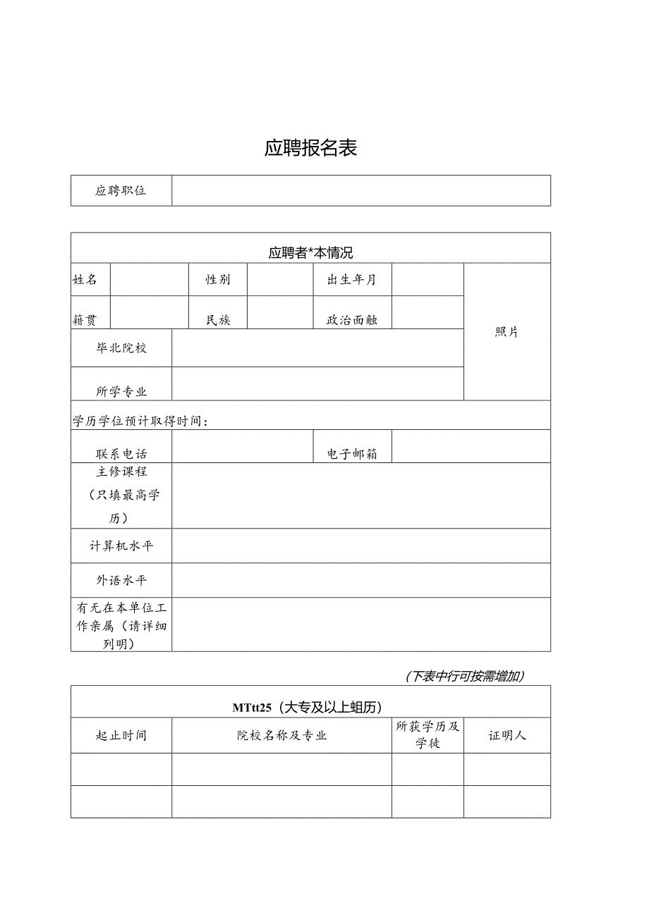 应聘报名表模板.docx_第1页