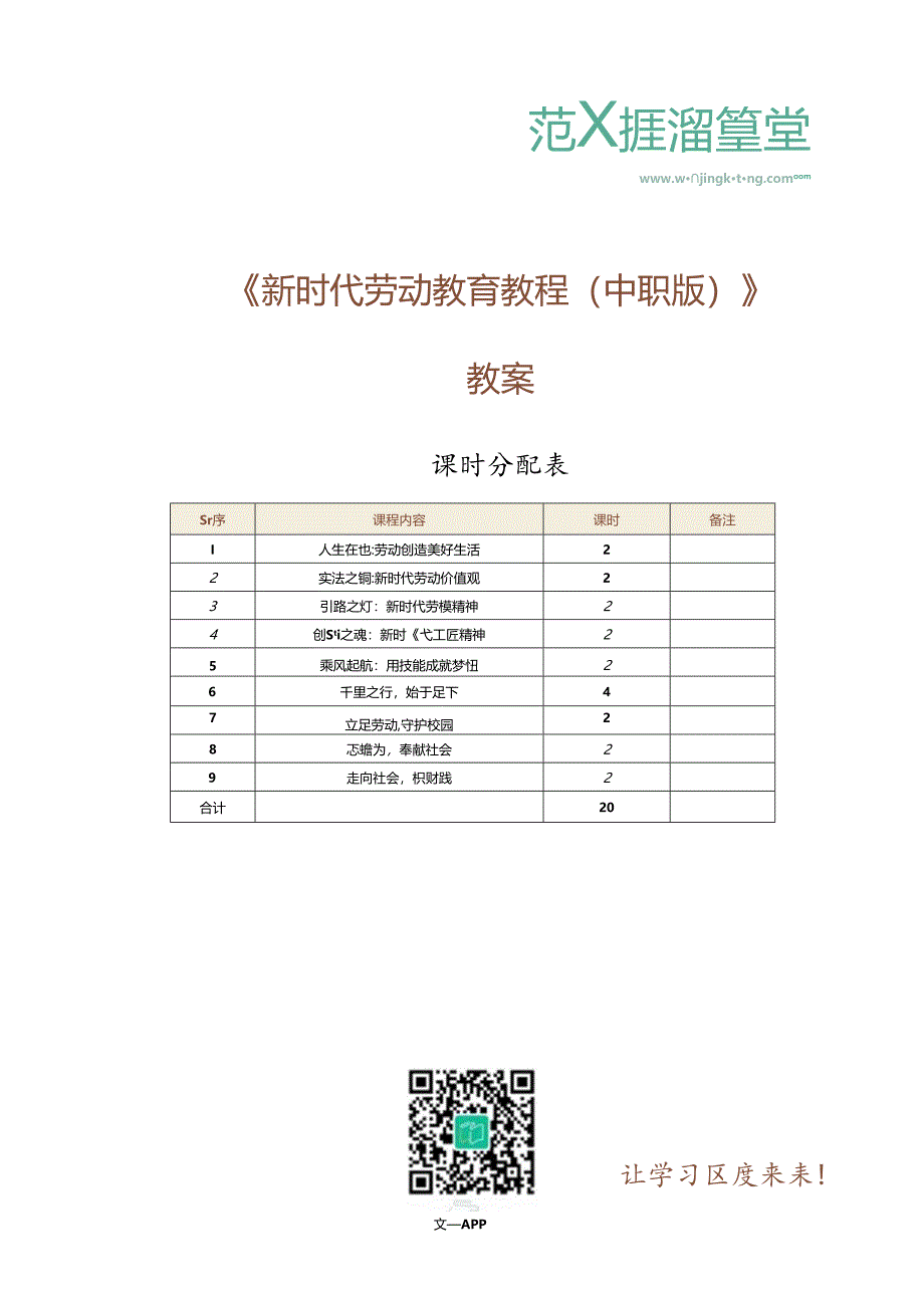 新时代劳动教育教程（中职版）教学教案.docx_第1页