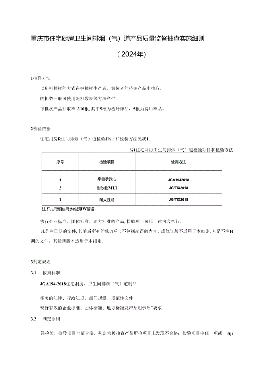 重庆市住宅厨房卫生间排气道产品质量监督抽查实施细则（2024年）.docx_第1页