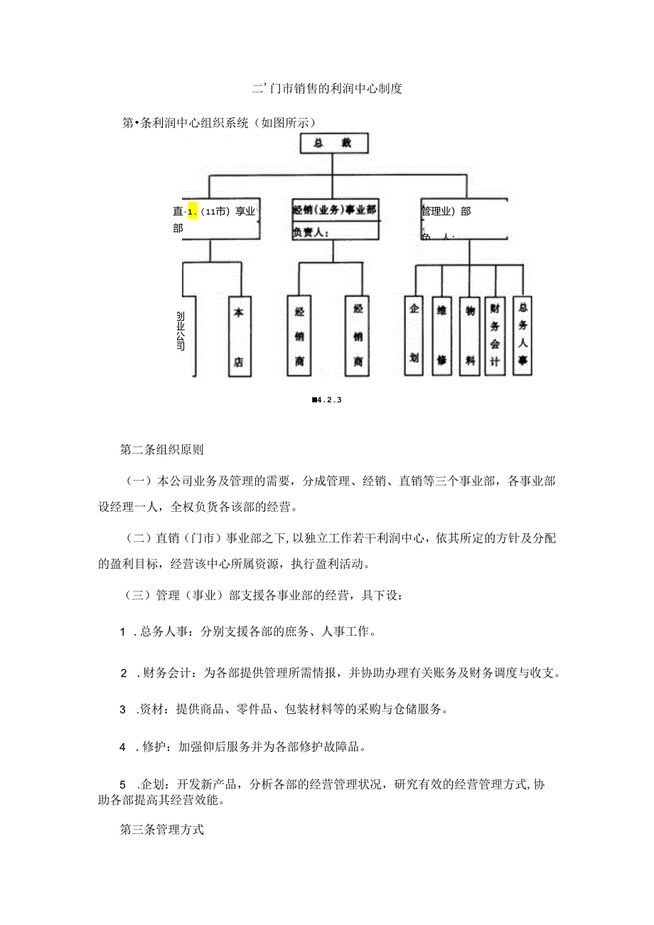 门市销售的利润中心制度.docx_第1页