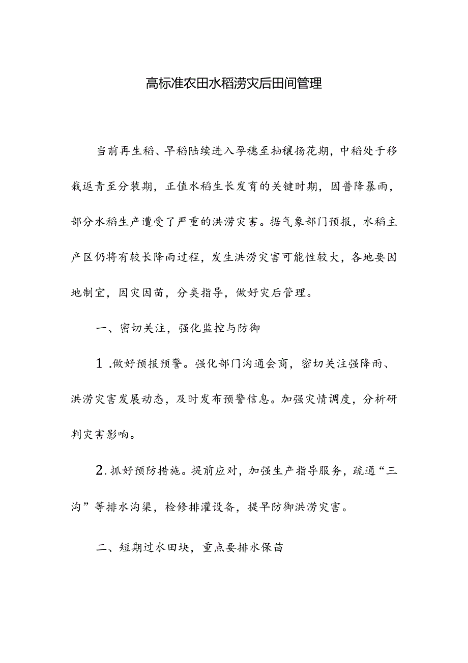 高标准农田水稻涝灾后田间管理.docx_第1页