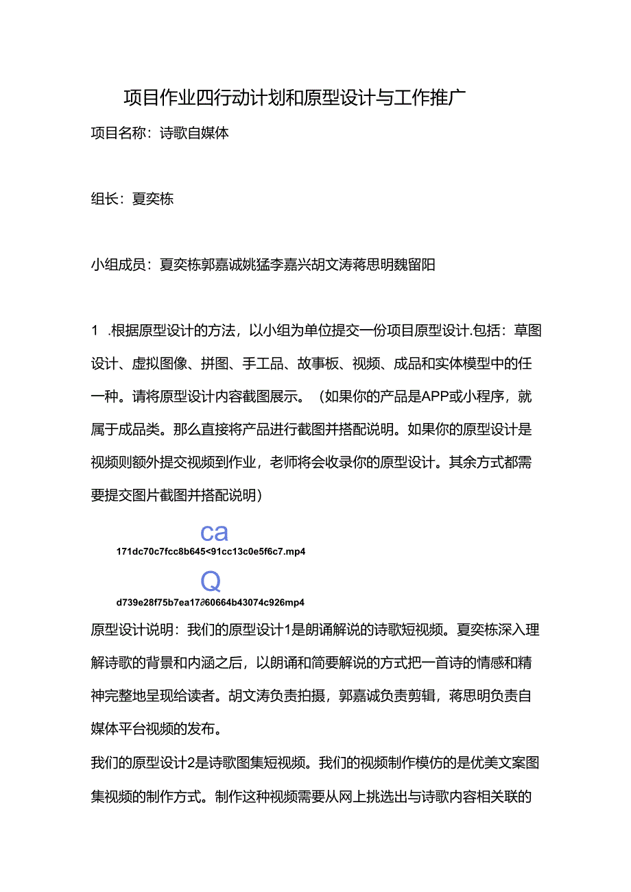 项目作业4 行动计划和原型设计与工作推广.docx_第1页